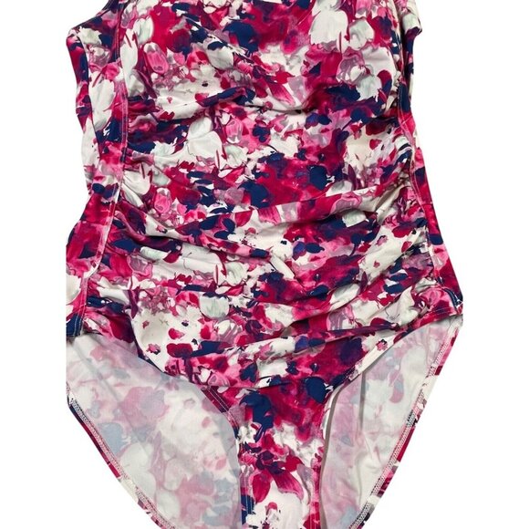 Upopby Women's Pink Floral Tummy Control One Piece Swimsuit SIZE-14 - Picture 5 of 9